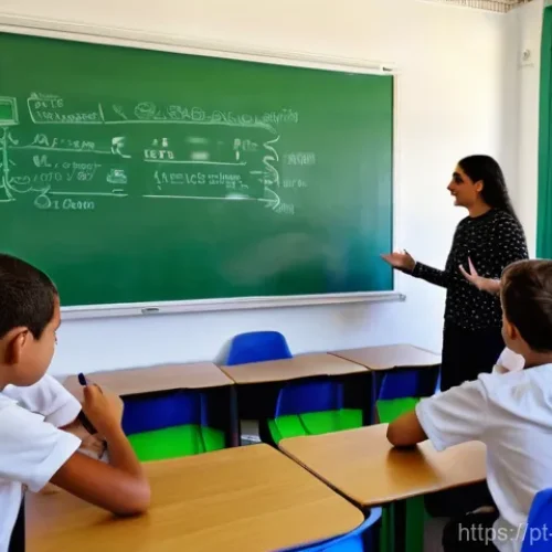 Home 25 교사 교육목표 설정 사례 - **Image Prompt 1: Digital Classroom Engagement in Portugal**
"A vibrant and modern Portuguese el...