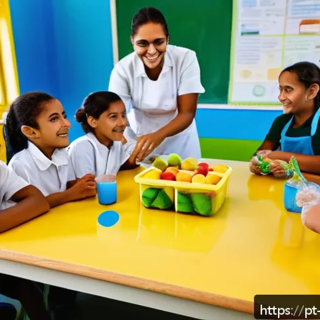 교사 과학 실험 준비 팁 - A lively classroom scene in a Brazilian elementary school where diverse children, wearing casual clo...